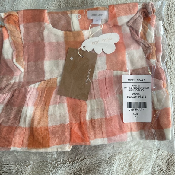💚$25 FLASH SALE💚 Angel Dear Ruffle Shoulder Dress and Legging 2T NWT - Picture 2 of 2